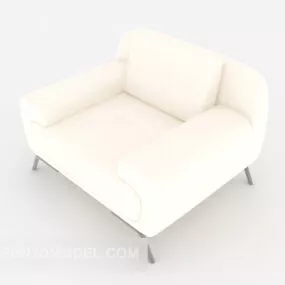 White Square Single Sofa 3d model