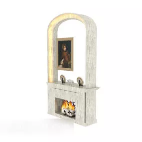 White Stone Home Fireplace 3d model