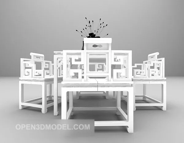 White Table And Chair Chinese Style 3d model White Table And Chair Chinese Style 3d model