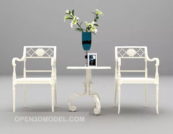 White Table And Chair Furniture Set 3d model White Table And Chair Furniture Set 3d model