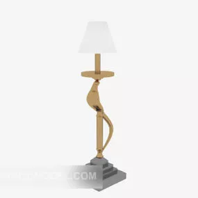 White Table Lamp Wood Base 3d model