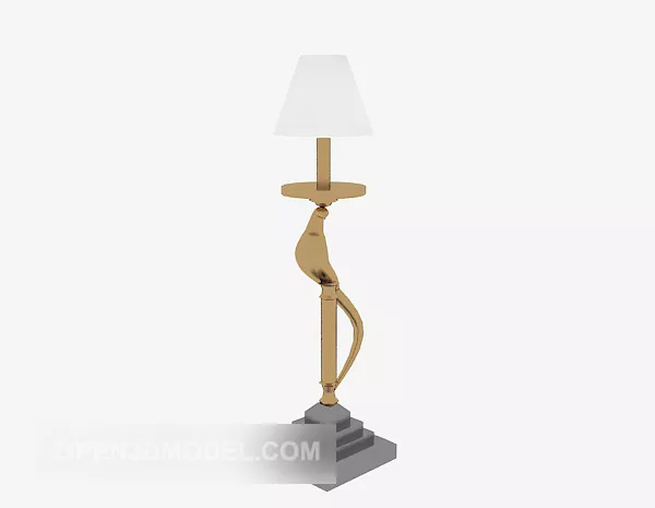 White Table Lamp Wood Base 3d model White Table Lamp Wood Base 3d model
