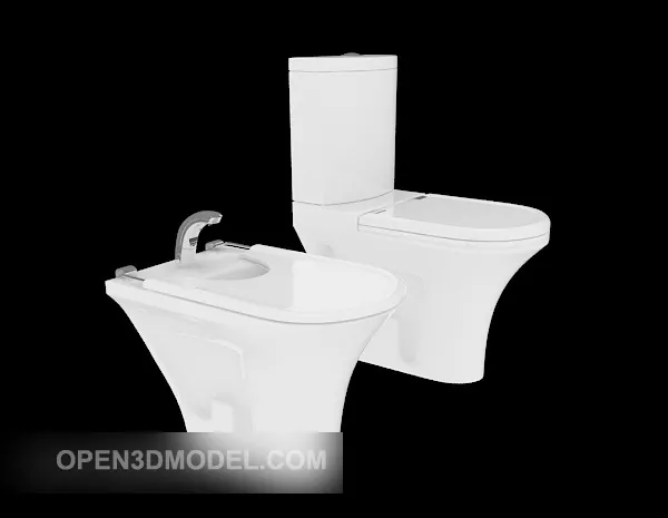 White Toilet Set 3d model White Toilet Set 3d model