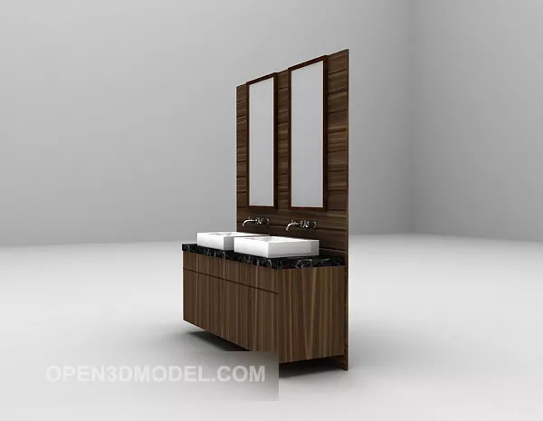 European Antique Washbasin With Mirror And Wall Lamp 3d model