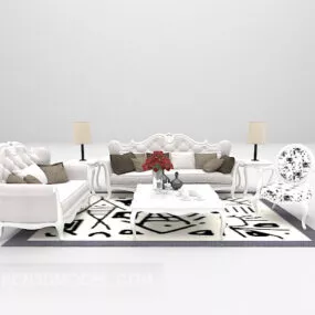 White Wooden Sofa 3d model