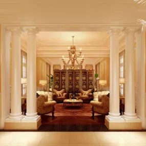 Big Living Room Hall Interior 3d model