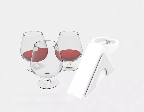 Wine Glass, Ashtray 3d model Wine Glass, Ashtray 3d model