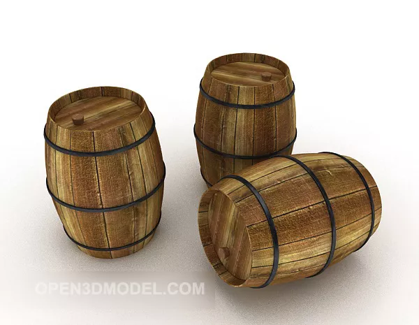 Old Wine Barrel 3d model