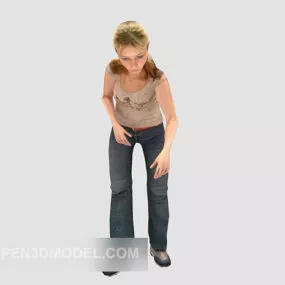 Women Bent Down Character 3d model