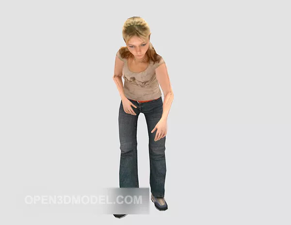 Women Bent Down Character 3d model Women Bent Down Character 3d model