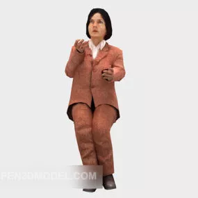 Office Women In Vest Character 3d model