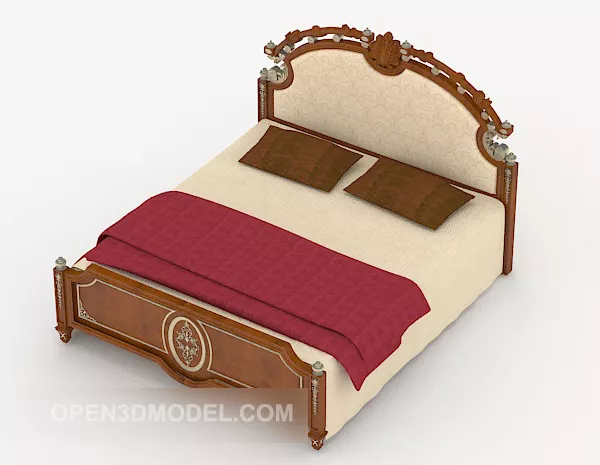 Wood Chinese Retro Double Bed 3d model Wood Chinese Retro Double Bed 3d model
