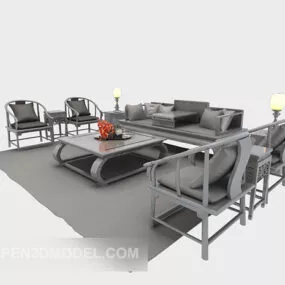Wood Sofa Chinese Style 3d model
