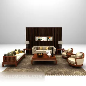 Wood European Sofa Furniture 3d model