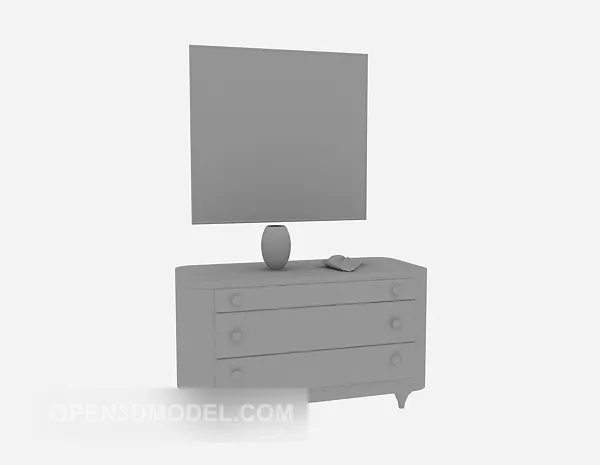 Wood Hall Cabinet With Mirror 3d model Wood Hall Cabinet With Mirror 3d model