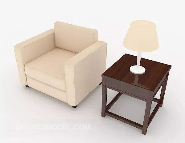 Wood Beige Table And Chair Combination 3d model Wood Beige Table And Chair Combination 3d model