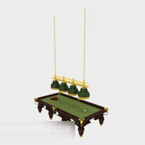 Wood Billiard Table With Lighting 3d model