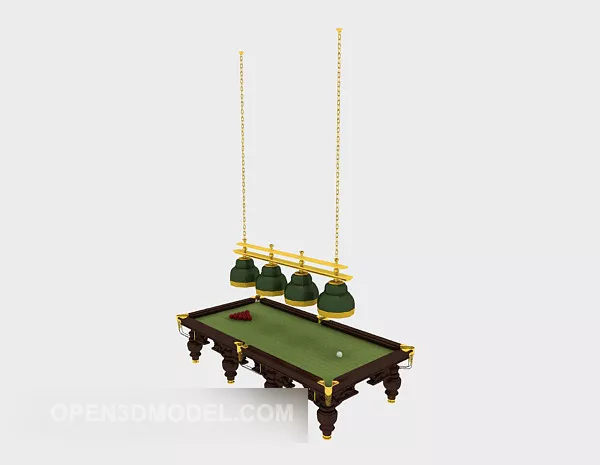 Wood Billiard Table With Lighting 3d model Wood Billiard Table With Lighting 3d model