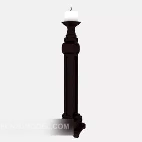 Dark Wood Candlestick Lamp 3d model