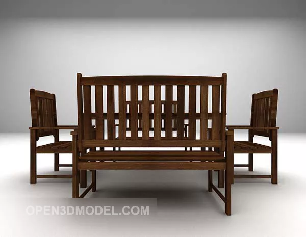 Wood-colored Vintage Table And Chair 3d model Wood-colored Vintage Table And Chair 3d model