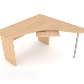 Wood Computer Table Corner Shaped 3d model