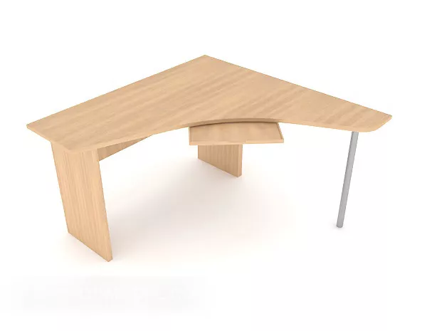 Wood Computer Table Corner Shaped 3d model Wood Computer Table Corner Shaped 3d model
