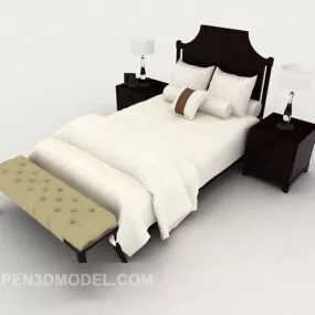 Wood Dark Brown Bed 3d model