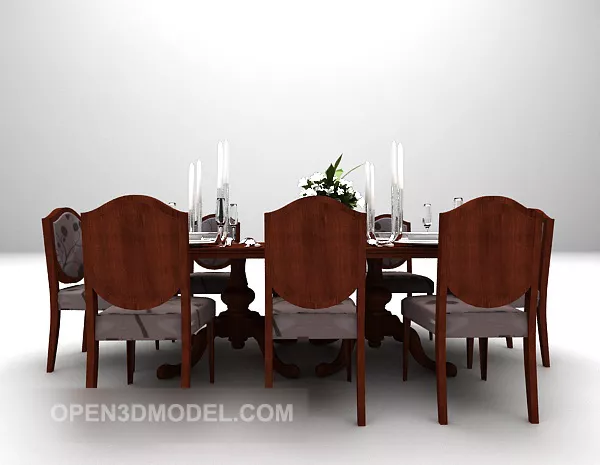 Elegant Wood Dining Table Chairs Furniture 3d model Elegant Wood Dining Table Chairs Furniture 3d model