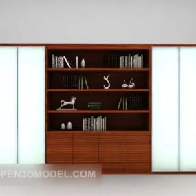 Wood Display Cabinet With Book Decorative 3d model