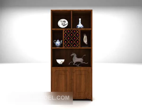 Wood Display Cabinet Home Furniture 3d model Wood Display Cabinet Home Furniture 3d model