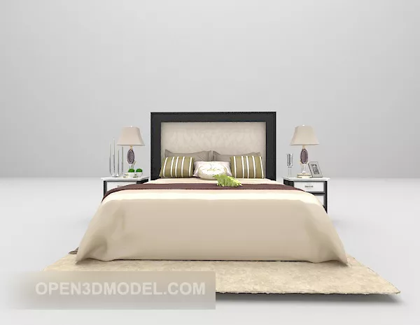 Wood Double Bed Modern Furniture 3d model Wood Double Bed Modern Furniture 3d model