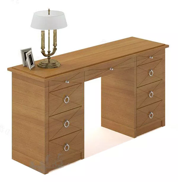 Wood Dresser With Lamp 3d model Wood Dresser With Lamp 3d model