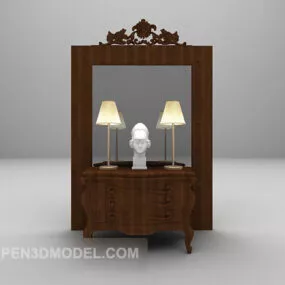 Antique Wood Dresser Full Set 3d model