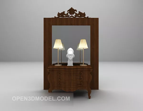 Antique Wood Dresser Full Set 3d model Antique Wood Dresser Full Set 3d model