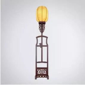 Chinese Wood Floor Lamp V1 3d model