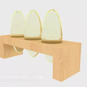 Wood Furnishings With Tableware 3d model