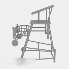 Wood High Chair Frame 3d model