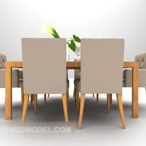 Wood Material Home Dining Table 3d model