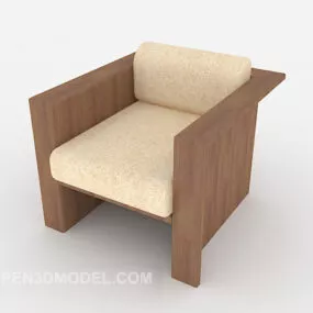 Wood Home Simple Single Sofa 3d model