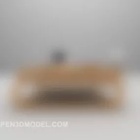 Wood Home Sofa With Table 3d model