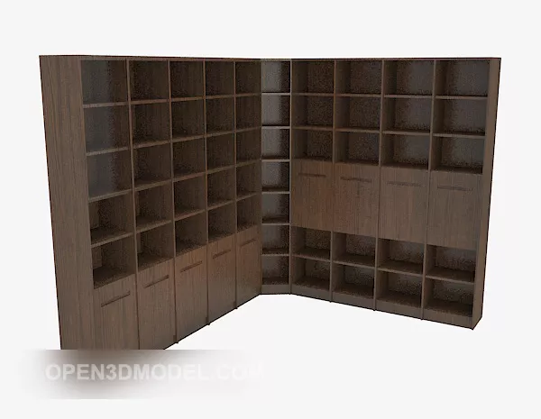 Wood Large Bookcase 3d model Wood Large Bookcase 3d model