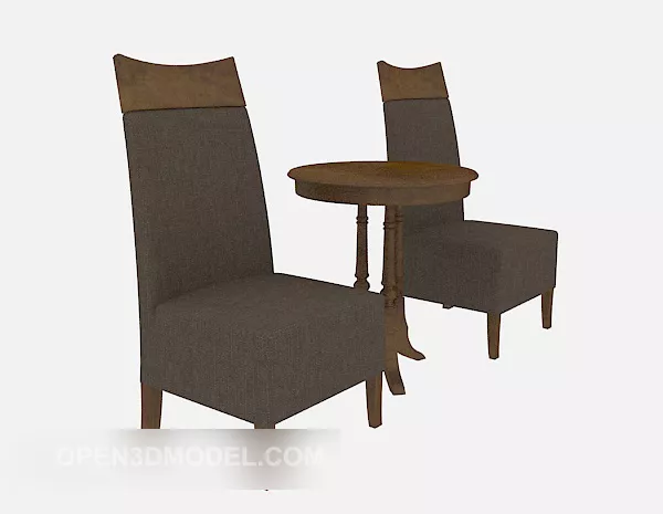 Wood High Back Chair 3d model Wood High Back Chair 3d model