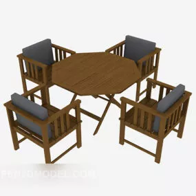 Wood Leisure Table And Chair 3d model