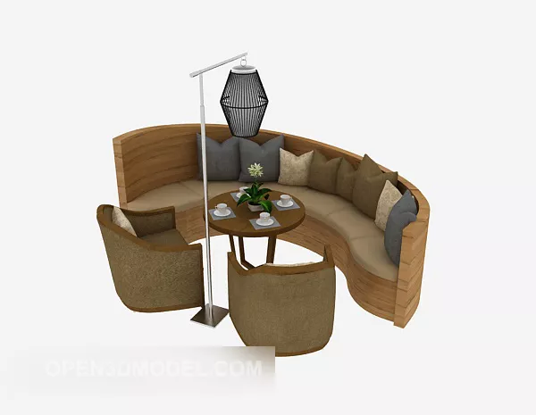 Wood Leisure Table And Chair Combination 3d model Wood Leisure Table And Chair Combination 3d model