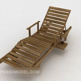 Vintage Wood Lounge Chair 3d model