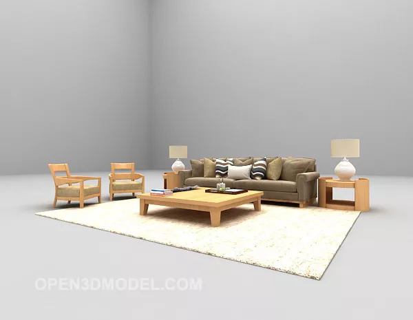 Wood Low Sofa 3d model Wood Low Sofa 3d model