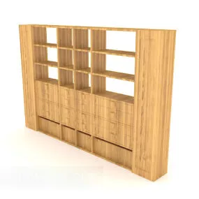 Wood Minimalist Display Cabinet 3d model