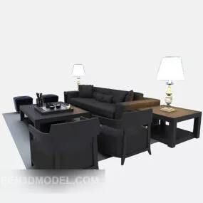 Wood Modern Sofa Grey Color 3d model