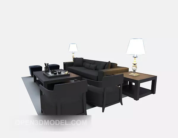 Wood Modern Sofa Grey Color 3d model Wood Modern Sofa Grey Color 3d model