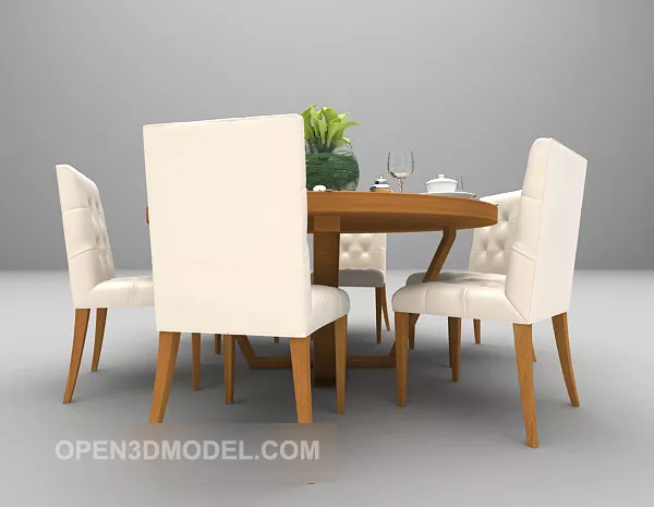 Wood Fabric Modern Table And Chair 3d model Wood Fabric Modern Table And Chair 3d model
